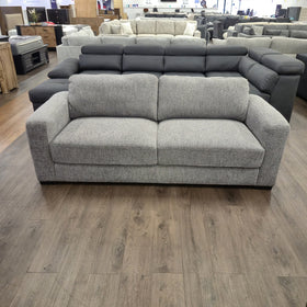 Montana 3 Seater Fabric Sofa in Galaxy Dusk grey, front view showing the two seat cushions and two back cushions, at The A2Z Furniture showroom
