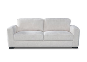 Beige fabric sofa on a white background