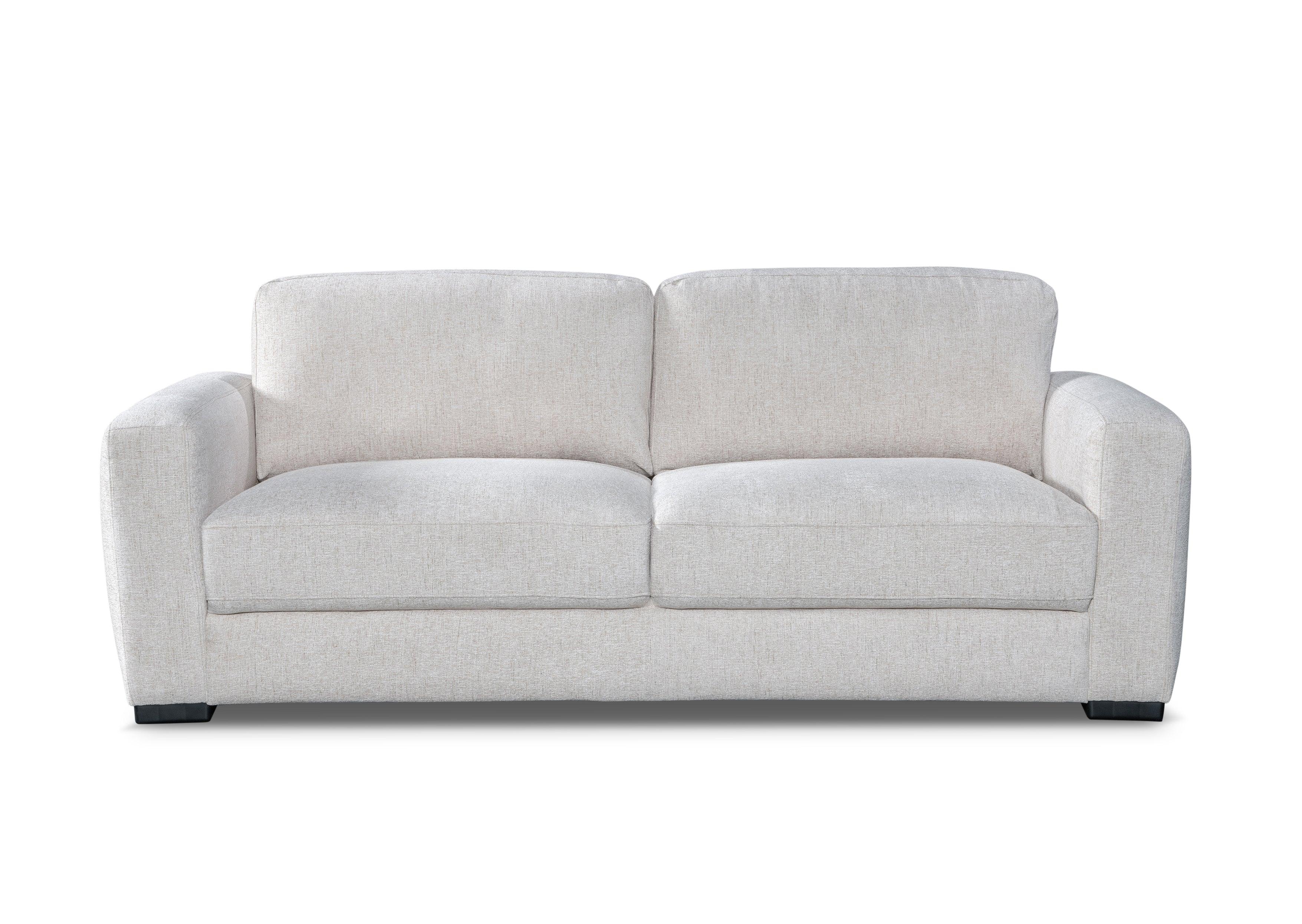Beige fabric sofa on a white background