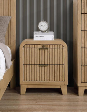 Ollie bedside table beside the matching bed