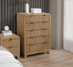 Ollie tallboy beside the matching bedside table