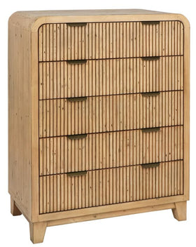 Ollie 5 drawer tallboy in natural reclaimed pine