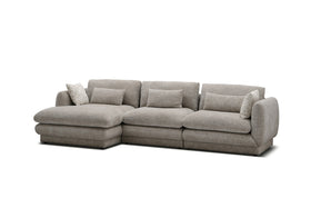 Otway L-Shaped Fabric Lounge with Chaise in Grey, right-hand chaise when sitting