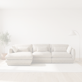Otway L-Shaped Fabric Lounge with Chaise dimension diagram, 337 x 156 x 90 cm