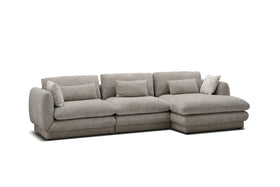 Otway L-Shaped Fabric Lounge with Chaise in Grey, left-hand chaise when sitting