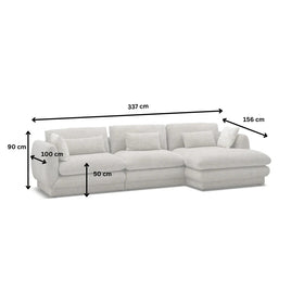 Otway L-Shaped Fabric Lounge with Chaise dimension diagram