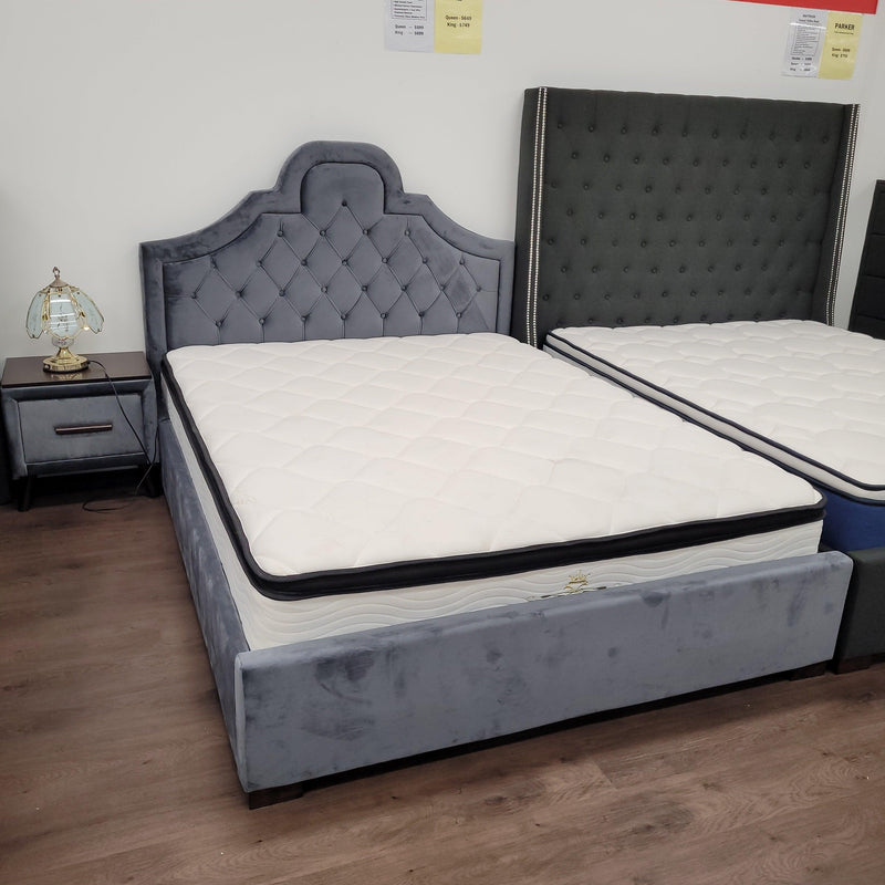 Palma Velvet Upholstered Bed in Dark Grey | The A2Z Furniture
