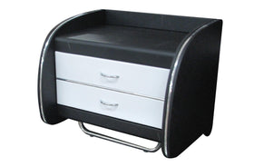 Modern Pandora Bedside Table in Black and White - Smart Storage and Sleek Design