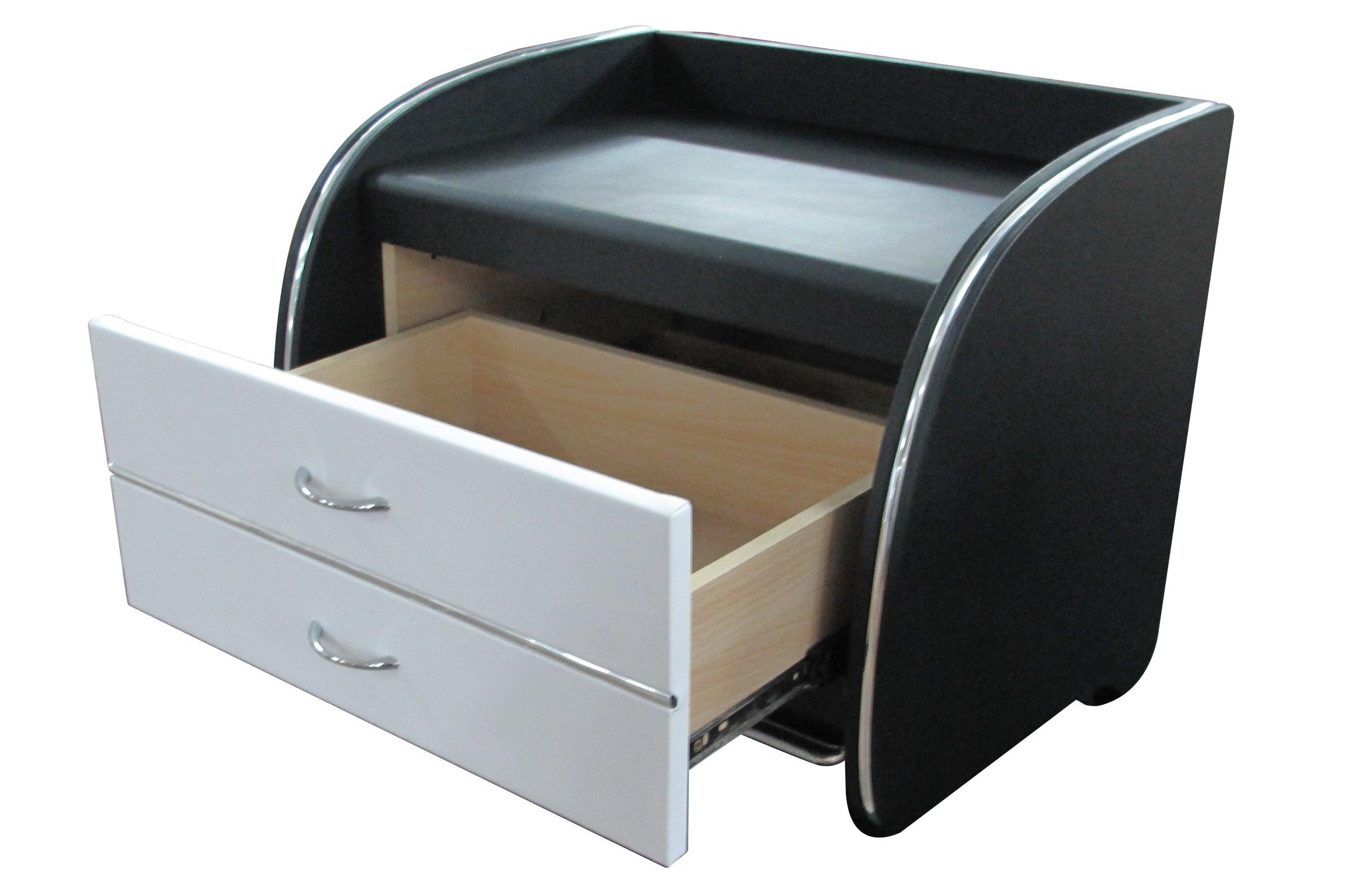 Modern Pandora Bedside Table in Black and White - Smart Storage and Sleek Design