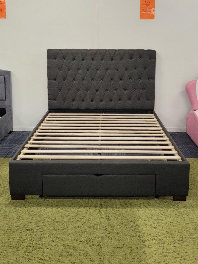 Paris Fabric Bed with Storage - Queen and King Sizes - Black Color - Under-Bed Storage - The A2Z Furniture