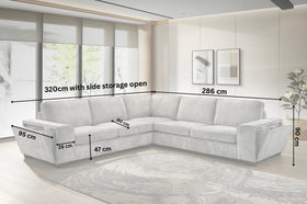 Pavillion L-Shaped Fabric Sofa dimension diagram