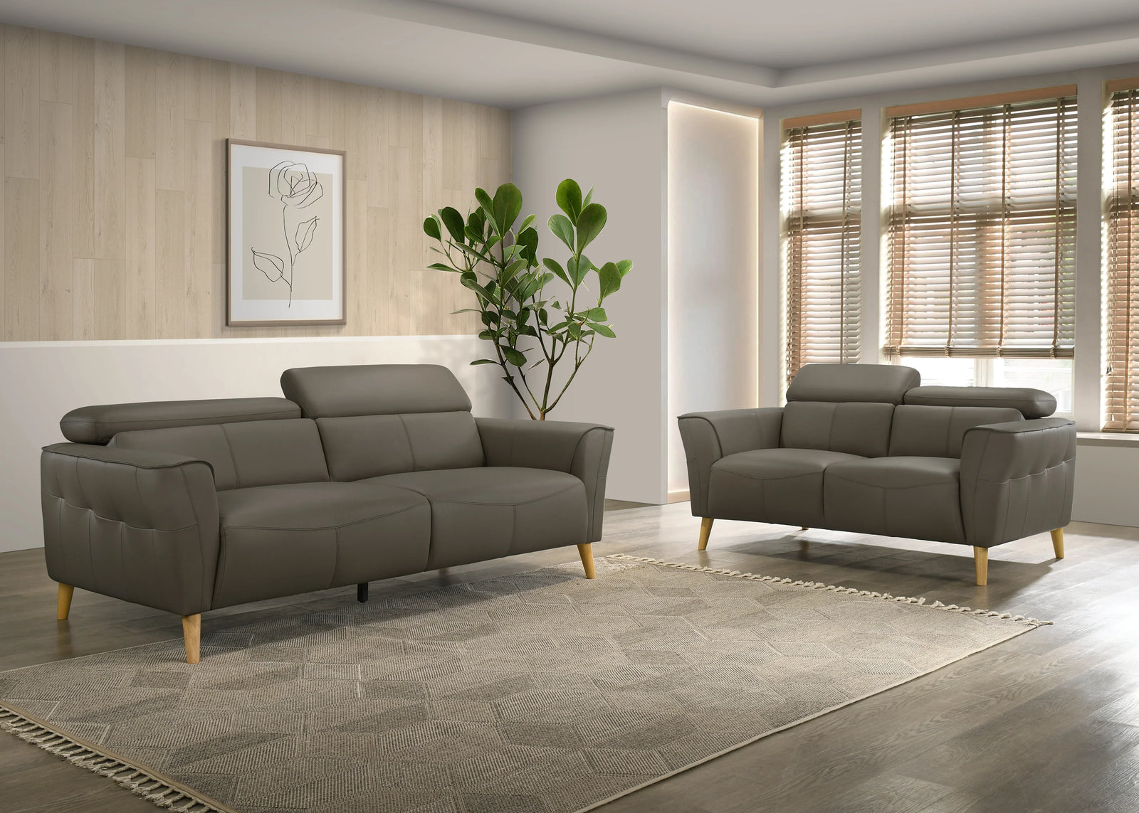 Penelope 3+2 Anthracite Leather Lounge Set