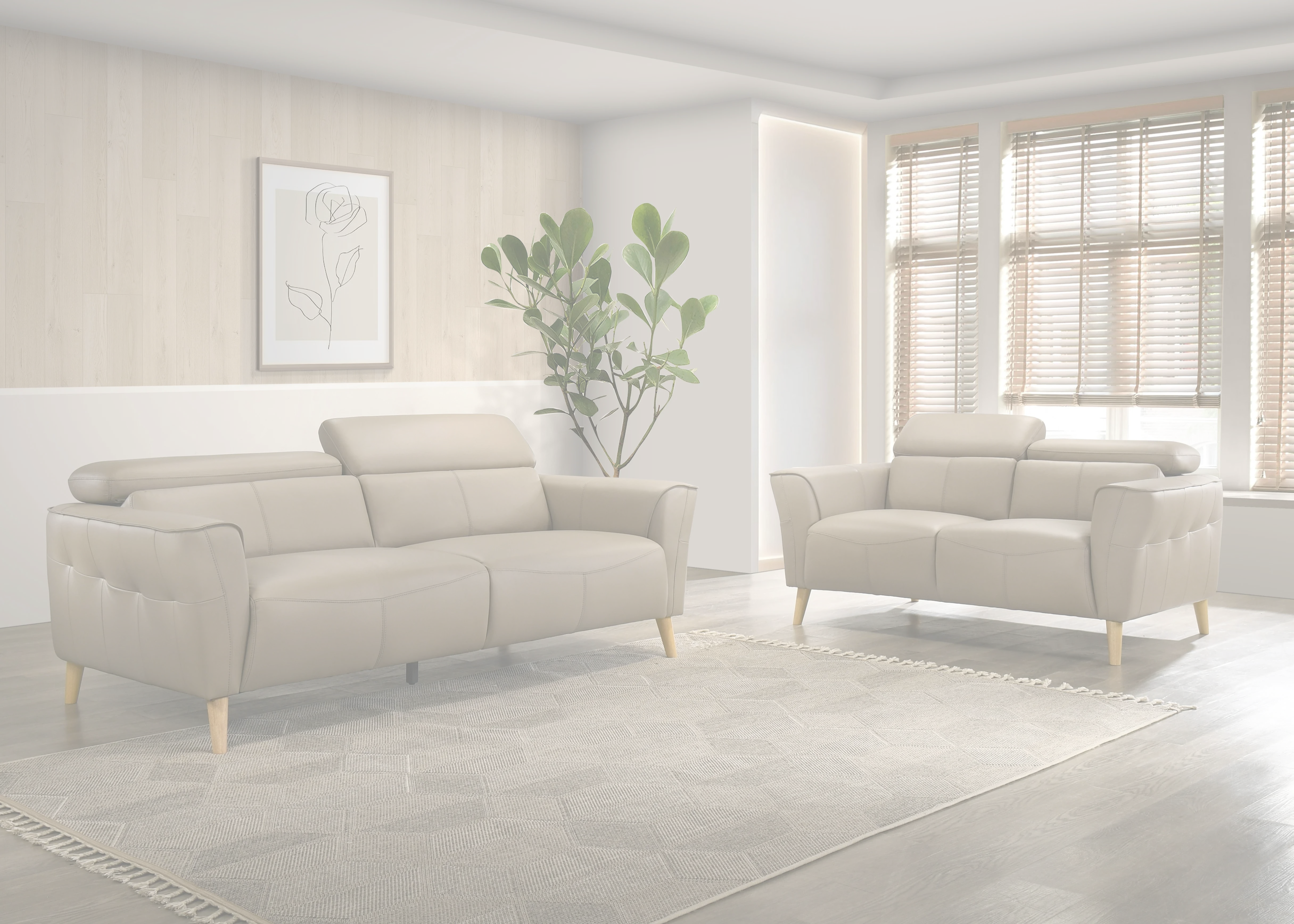 Penelope 3+2 Khakhi Genuine Leather Lounge Set dimension diagram — annotated measurements coming soon
