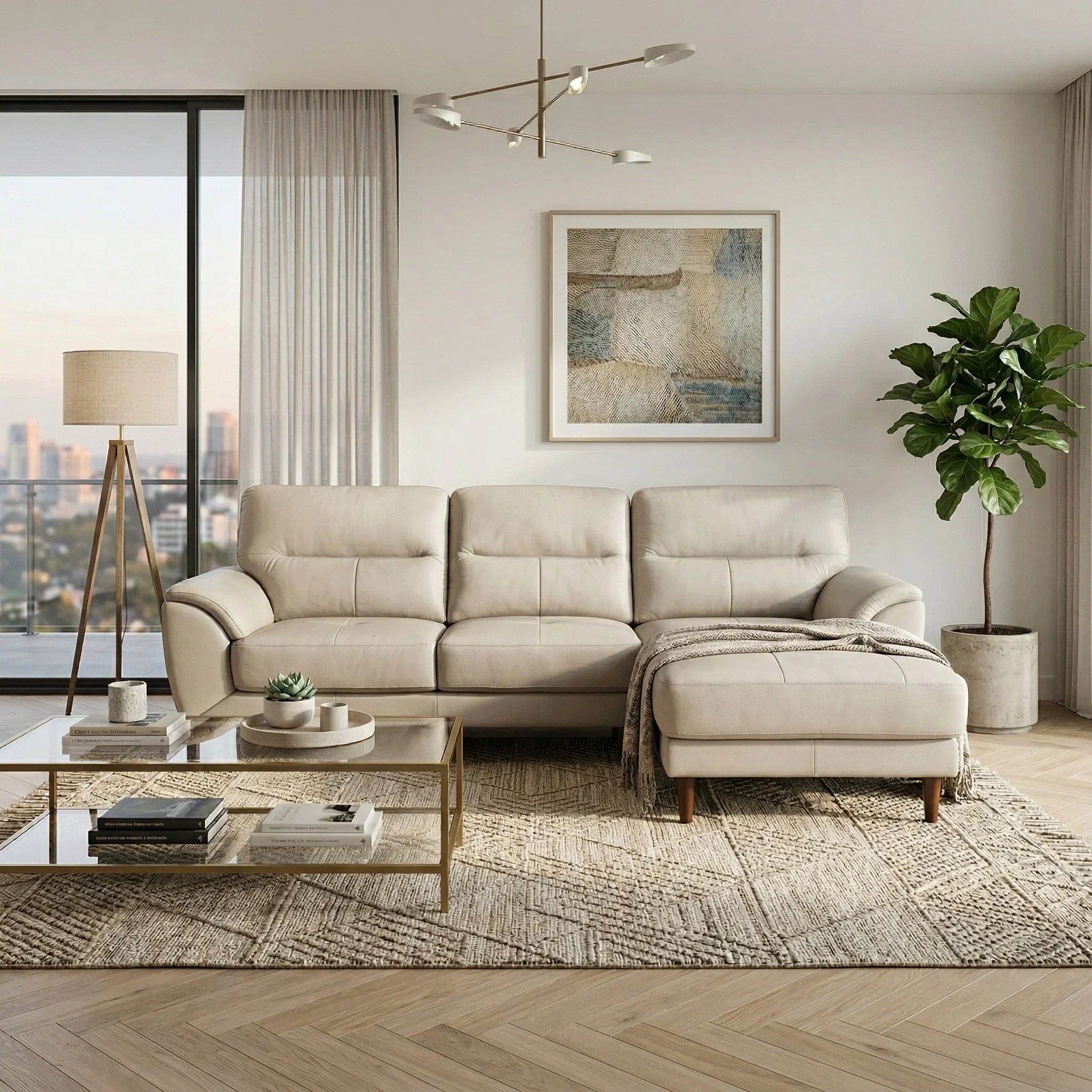 Penrith 3-Seater Chaise Leather Sofa | A2Z Furniture