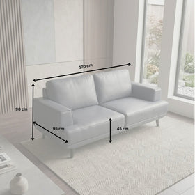 Picasso 2 Seater Leather Lounge dimension diagram
