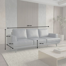 Picasso 3 Seater Leather Lounge dimension diagram