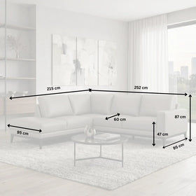 Plenty Leather Chaise Lounge dimension diagram