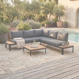 Portals Outdoor Corner Lounge with Bendigo Coffee Table dimension diagram base