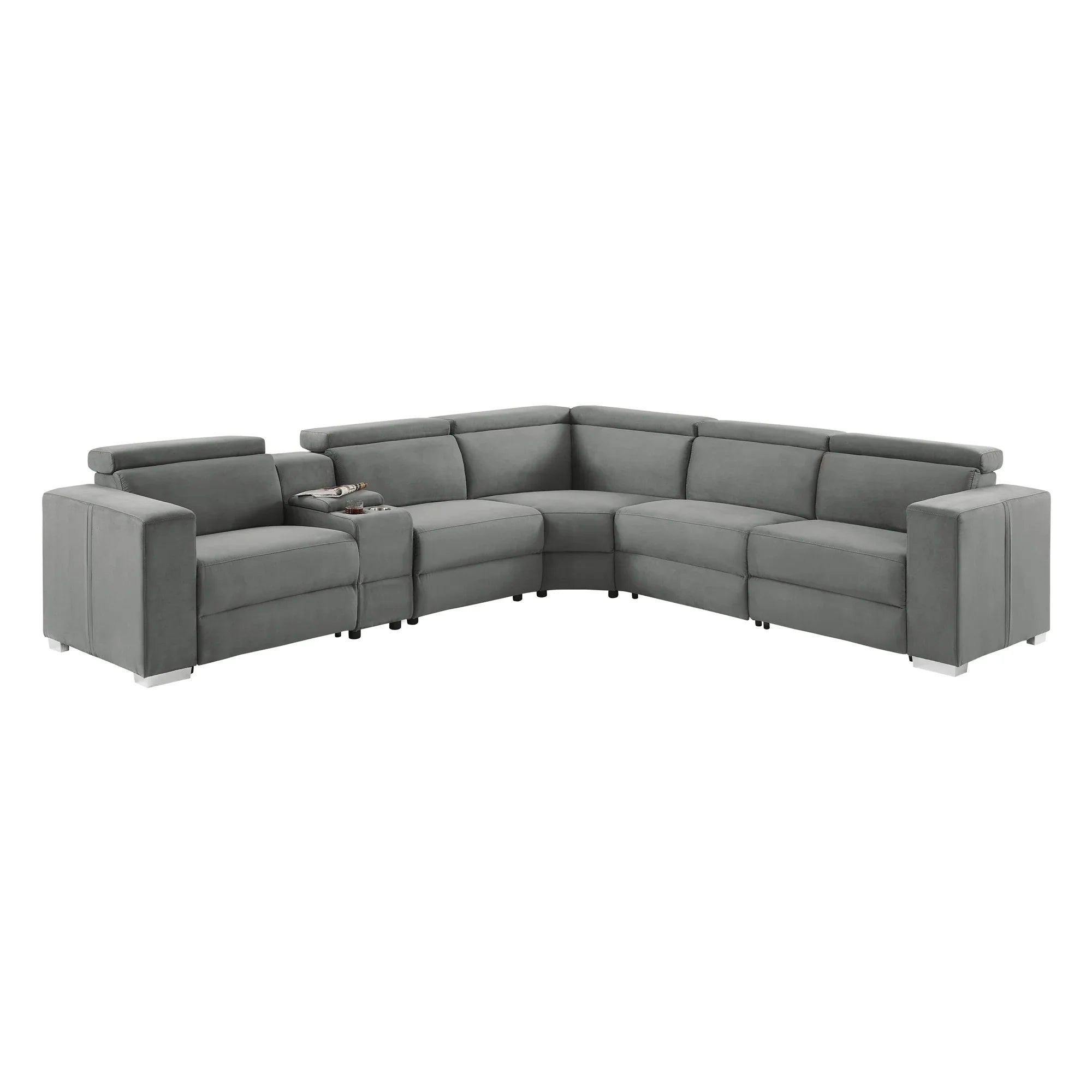 Gray sectional sofa on a white background