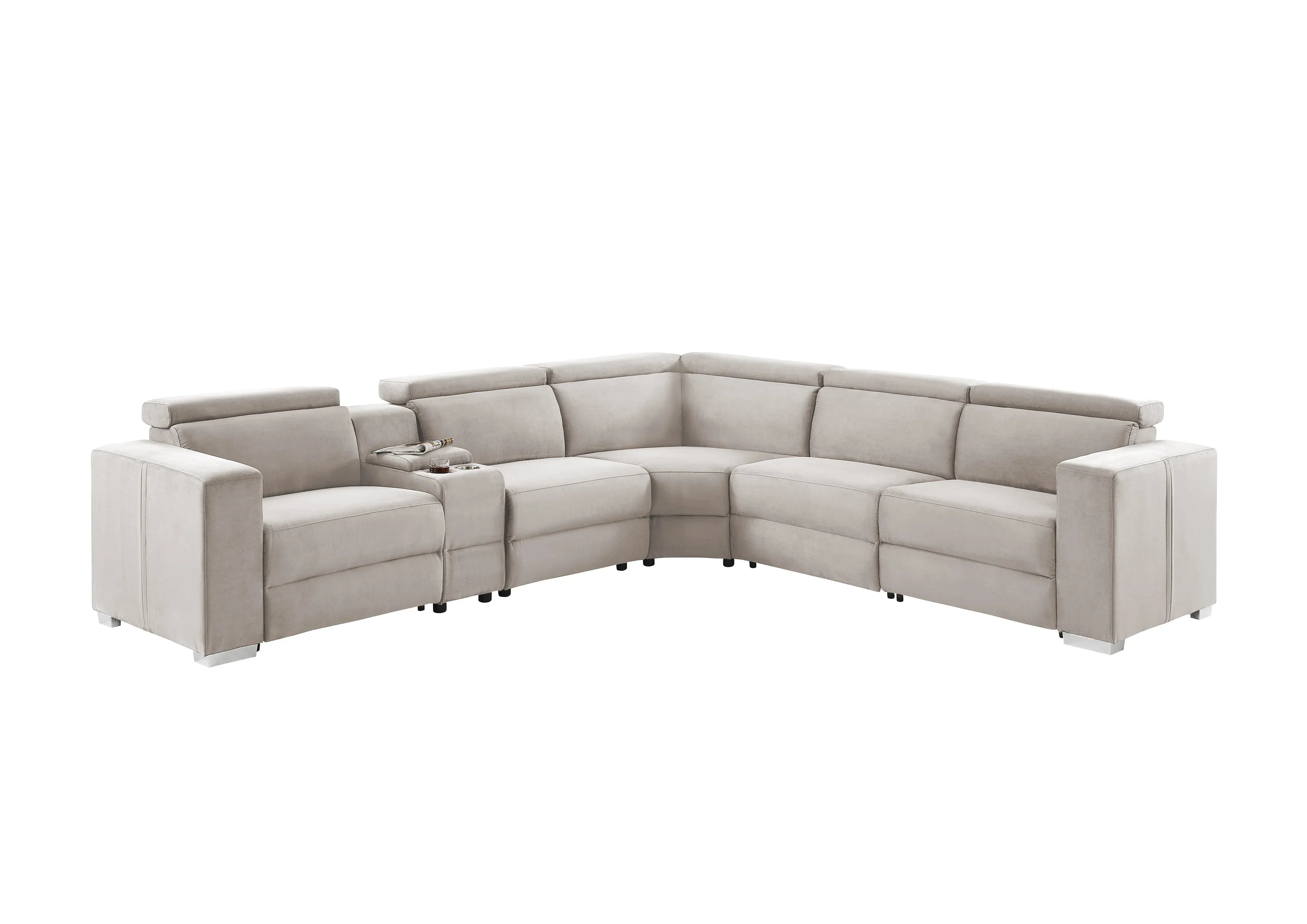 Beige sectional sofa on a white background