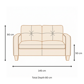 Savannah 2 Seater PU Leather Sofa dimension diagram