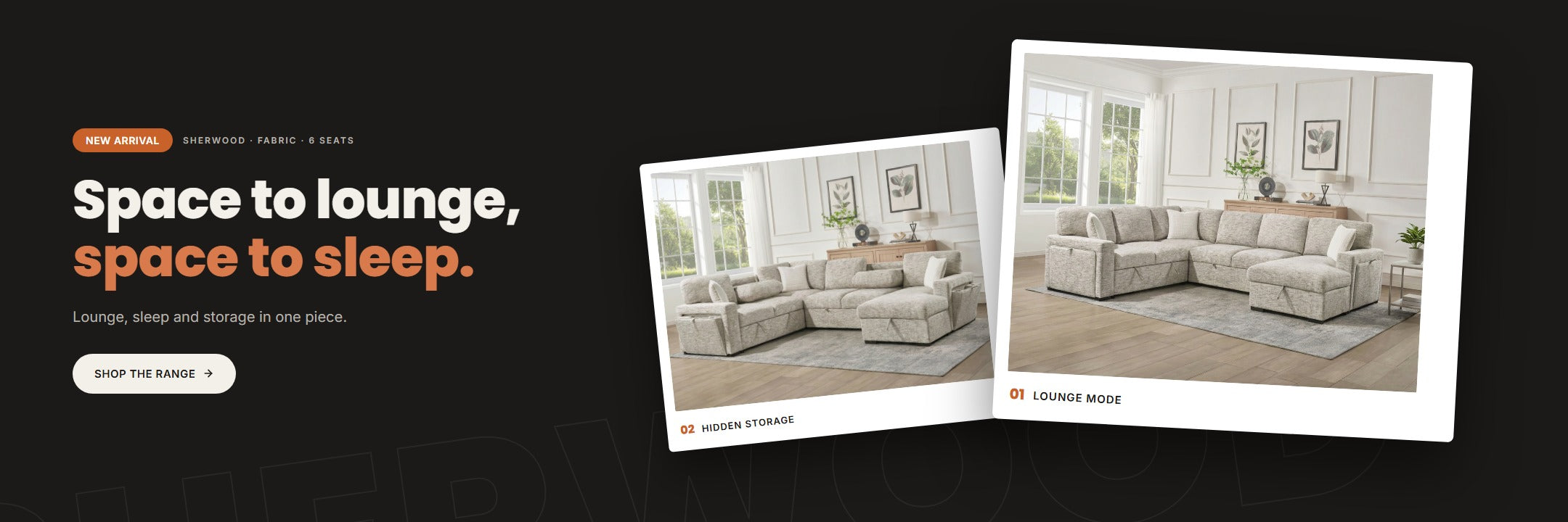 Sherwood U-shaped sofa bed homepage hero banner