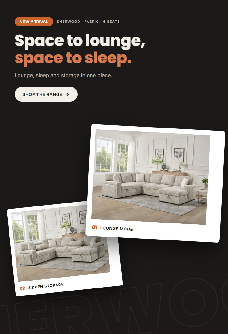 Sherwood U-shaped sofa bed homepage hero banner mobile