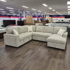 Sherwood U-Shaped Sofa Bed in Beige on display in The A2Z Furniture showroom, showing the full wrap-around U-shape layout.