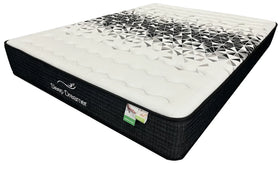 Mattress with geometric pattern on a white background, featuring the brand 'Sleep Dreamer'.
