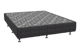 Modern dark fabric bed base with short legs and a patterned top, ideal for bedrooms