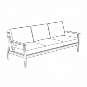 Donald 3 Seater Fabric Sofa dimension line diagram