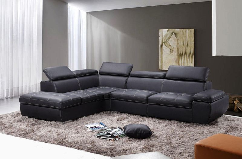 Stella Sleek Modern CU Leather Corner Sofa with Adjustable Headrest and Storage - The A2Z Furniture