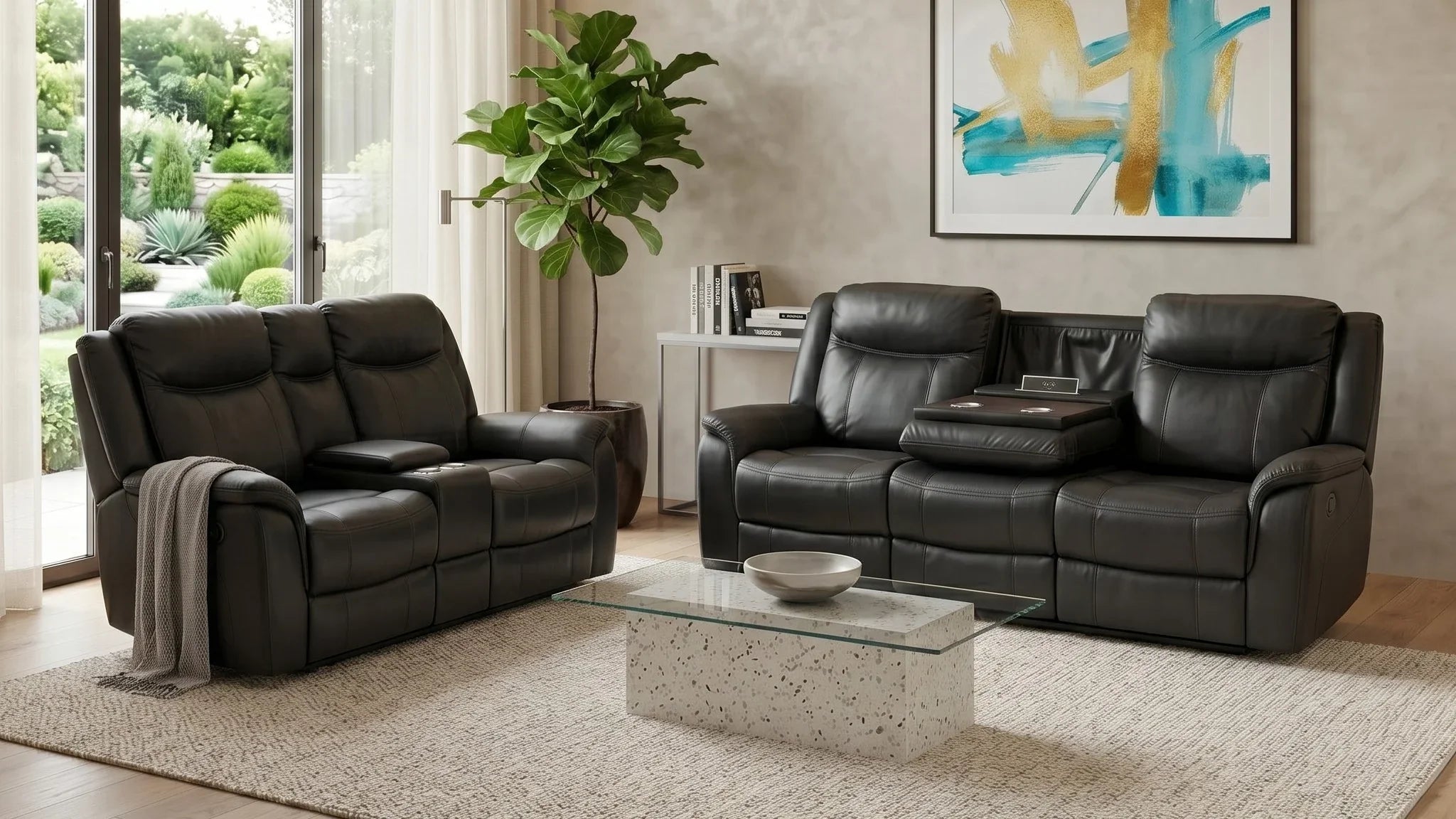 Sunshine Electric 3+2 Black Recliner Package