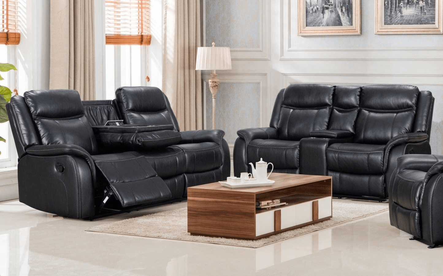 Sunshine Electric 3 & 2 Seater Black Recliner Package