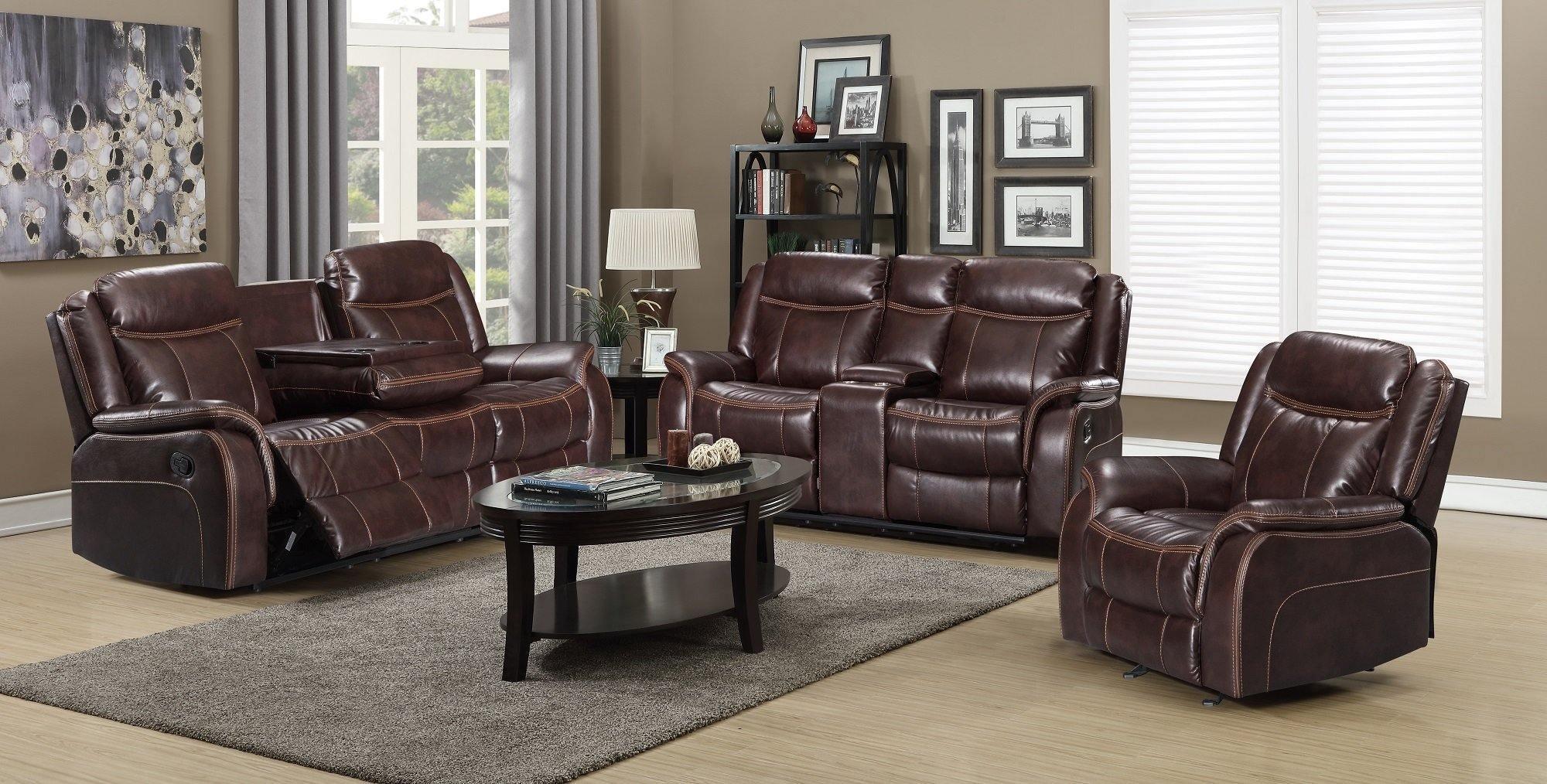 Sunshine 3+2 Seater Manual Recliner Lounge Suite in Brown Air Leather