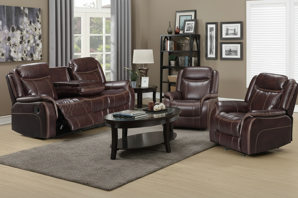 Sunshine Manual 3+1+1 Brown Recliner Package