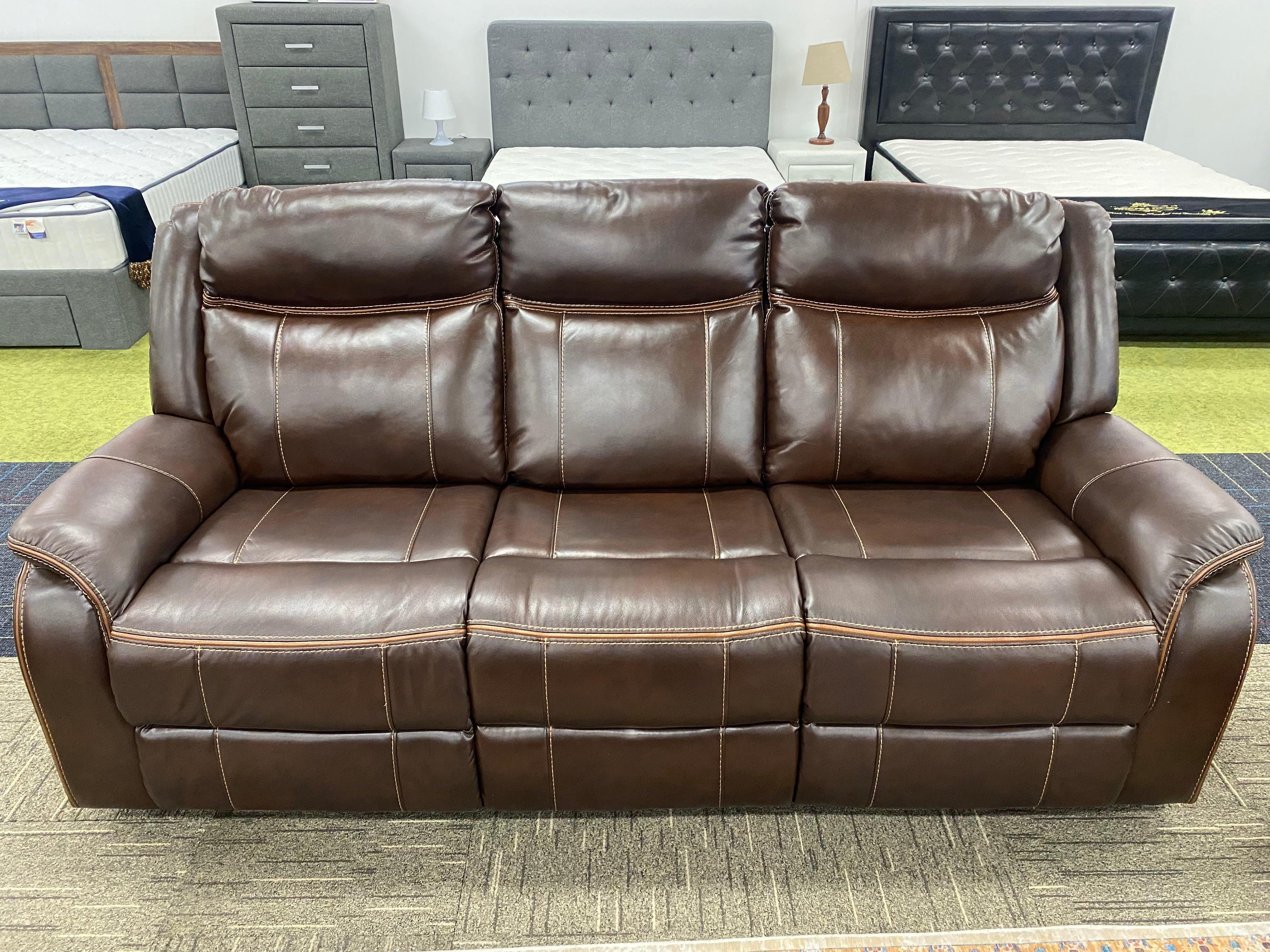 Sunshine Manual 3 Seater & 2 Single Swivel Brown Recliner Package