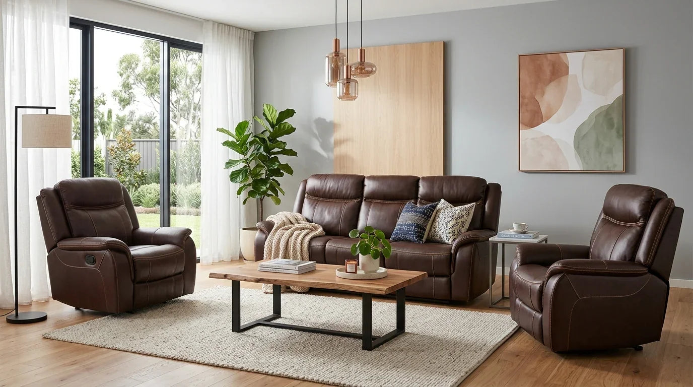 Sunshine Electric 3+1+1 Brown Recliner Package