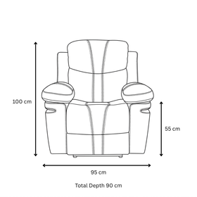 Sutton Rocker Recliner Chair dimensions diagram - width 95cm, depth 90cm, height 55-100cm - The A2Z Furniture