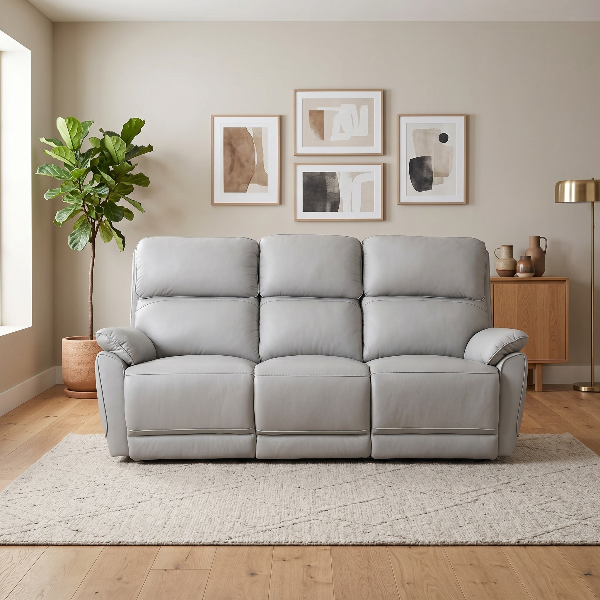 Swan 3 Seater Leather Recliner Lounge