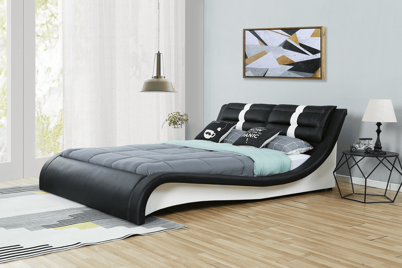Vasco Bed Frame - Modern Leather Bed Frame in Black and White - The A2Z Furniture