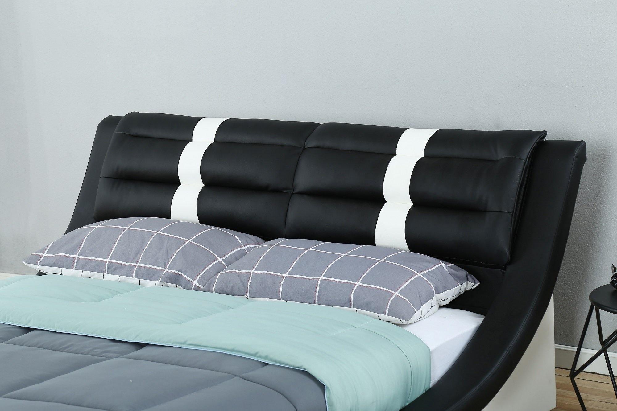 Vasco Bed Frame - Modern Leather Bed Frame in Black and White - The A2Z Furniture