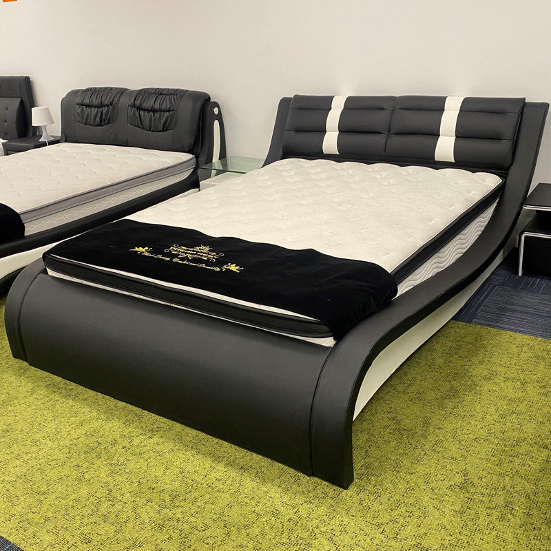 Vasco Bed Frame - Modern Leather Bed Frame in Black and White - The A2Z Furniture